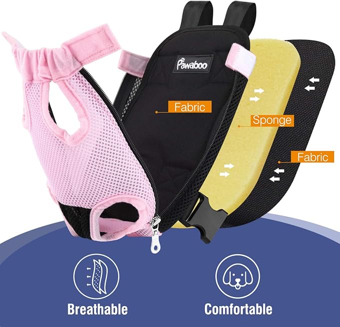 Pawaboo Adjustable Carrier Backpack for Dog Cat, Pet Front Dog Carrier Purses Cat Travel Bag, Legs Out, Easy-Fit for Traveling Hiking for Small Dogs Cats Puppies, S, Pink