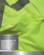 Bass Creek Outfitters Mens Rain Jacket - Waterproof Hooded High Visibility Safety Coat with Reflective Strips