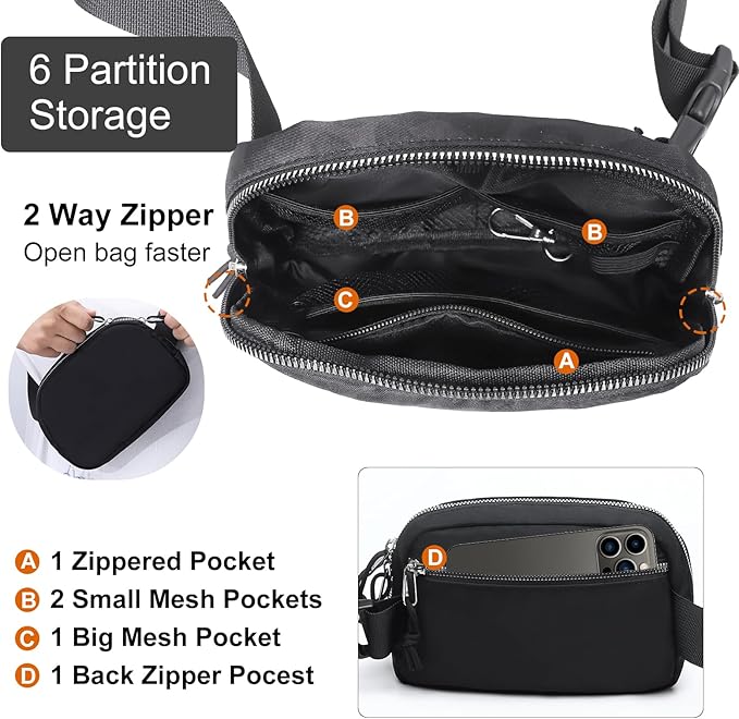Mini Belt Bag for Women, RFID Small Fanny Pack, Womens Fashion Waist Packs with Extender Strap, Crossbody Bum Bags