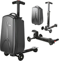 Scooter Luggage for Kids Scooter Suitcase for Ages 4-12, 4 in 1 Kids Luggage Boarding Suitcase Detachable & Foldable Scooter Travel Trolley Ride On Luggage-Black