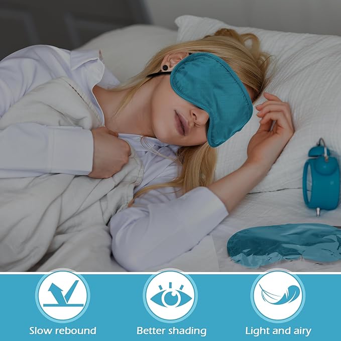 Tarpop 200 Pcs Eye Mask Sleeping Blindfold Eye Cover with Adjustable Strap for Games Party Team Building Travel Individually Wrapped Sleep Mask for Women Men (Lake Blue)