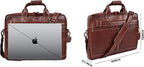 LEATHER VILLAGE 18" Leather Laptop Messenger Briefcase Bag for Men-Leather Satchel for Travel and Office Shoulder Bag-Red Brown