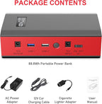 ZeroKor Portable Power Bank with AC Outlet, 65W External Battery Power Pack Portable Laptop Charger Power Source Backup for Outdoor RV Tent Camping Home Smart Device Emergency -Grey Red
