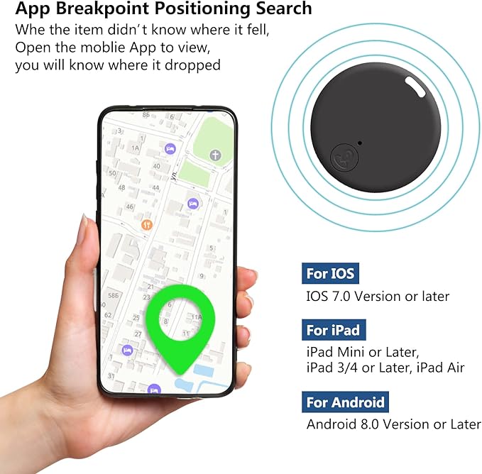 Aircawin Mini GPS Tracker, Key Item Finder Locator,No Monthly Fee App for iOS/Android 2023 Latest,Portable Anti-Lost Bluetooth Tag Item Tracker for Luggages/Kids/Pets/Phone/Wallet/Bag-2Pcs-Black+Blue