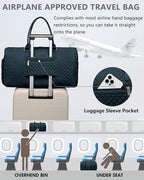 Women Weekender Travel Duffle Bag: Travel Duffel Overnight Bags with Shoe Compartment Large Carry on Tote with Toiletry Bag Weekend Traveling Yoga Gym Hospital Bag for Women with Wet Pocket