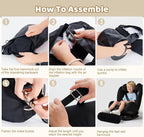 IFOYO Inflatable Car Seat Foot Rest for Kids, Portable Toddler Car Foot Rest with 2 Adjustable Straps, Carseat Accessories Suit for Kids Booster Cars Seat, Machine Washable Cover, Black