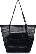 Iioscre Beach Bag for Women, Causal Hobo Pool Bags with Zipper Inner Pocket, Foldable Swim Tote Bag for Vacation Essentials
