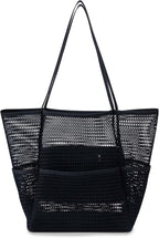 Iioscre Beach Bag for Women, Causal Hobo Pool Bags with Zipper Inner Pocket, Foldable Swim Tote Bag for Vacation Essentials