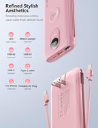 Portable Charger, 10000mAh 22.5W Power Bank Fast Charging with Wall Plug, Built-in Cables, LED Display, Compact Lightweight USB C Travel Battery Pack for iPhone 17/16, Android Cell Phone, Pad, iWatch