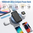 YOBON Power Bank 2 Pack 10000mAh Portable Charger with 2 USB 2.4A Outputs & USB C in/Out Slim Battery Pack for Huawei iPhone 16 15 14 13 12 iPad Samsung Galaxy Android Tablet