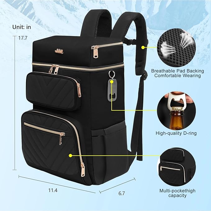 Backpack Cooler Insulated Leak Proof, Lightweight Soft Sided Cooler Backpack for Men Women, Waterproof Beach Cooler Bag Lunch Backpack for Camping Hiking Picnic Fishing Travel Outdoor