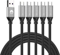 USB Type-C to A Cable 5pack 6ft Braided Fast Charging 3A Quick Charger Cord, 6 Foot Compatible iPhone 17/17 Pro/16e/16/15 Pro Max,Samsung Galaxy S10 S9 S8 Plus, Note 10 9 8, LG V50 V40 G8 G7(Silver)