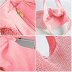 Hand-woven Soft Large Straw Shoulder Bag Boho Straw Handle Tote Retro Summer Beach Bag Rattan Handbag