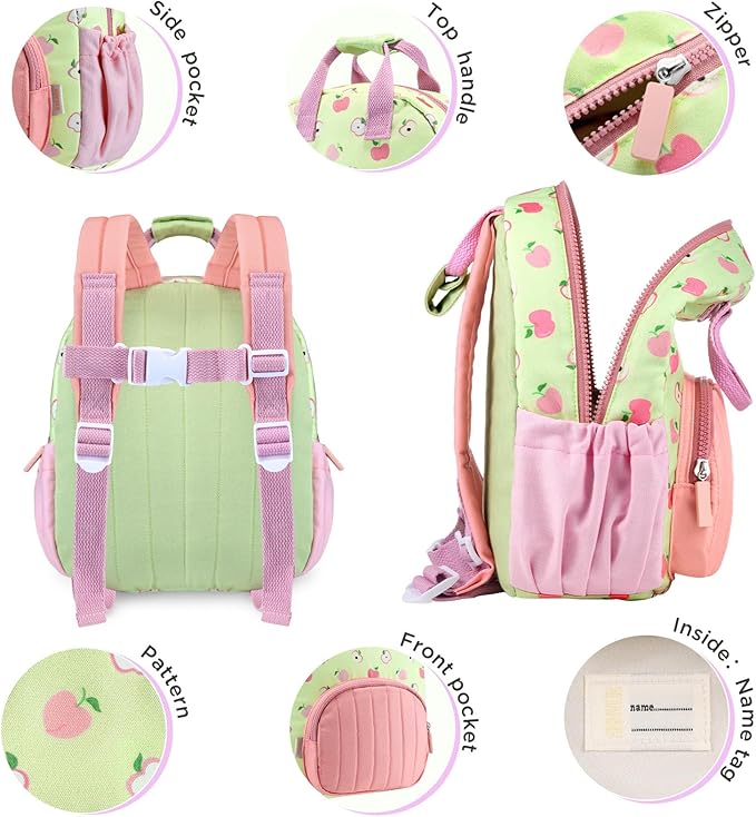 GAGAKU Toddler Backpack for Girls 2-4 years Kids Mini Backpacks Lightweight Breathable Comfortable Preschool Daypack for School Travel Lightwieght Bag - Green