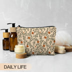 Vintage Citrus Orange Makeup Bag, Boho Botanical Cosmetic Bags for Women, Fruit Makeup Bag, Fruit Lover Gifts, Orange Gifts for Women Cosmetic Bag Toiletry Bag