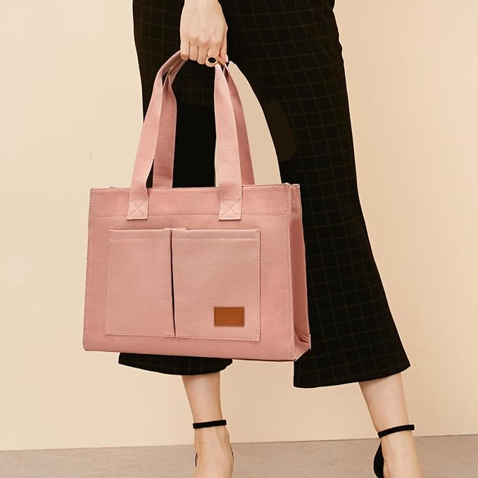 Canvas Laptop Tote Bag for Women | Pockets, Stands Upright, Convertible