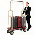 Generic Hotel Luggage Cart 39Lx19Wx68H Inch Bellman Cart with 881lb Load Capacity 8-inch Silent Rubber Casters Carpet Deck Bumper Rails Hotel Service Trolley for Commercial Use Condos Resorts