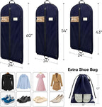 BALEINE 1PK Heavy Duty Garment Bag with Shoe Storage Travel Bag for Dresses, Suit, Coats Travel Essential (60", Blue)