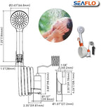 SEAFLO Portable Camping/Outdoor Shower, Rechargeable Battery, 2.64 Gallons Per Min, 40-Minute Runtime Outdoor Camping Pet Washing, Type-C Charging, 80" Hose (with or Without 2.6 Gallon Bucket)
