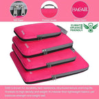 BAGAIL 4 Set/6 Set/8 Set Compression Packing Cubes Travel Accessories Expandable Packing Organizers (Cloth Pattern, 4-Fuchsia)