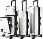TRAVELARIM White Hardshell Luggage Sets 4 Piece, Durable Suitcase Set, Travel Luggage Set with Integrated TSA Lock, 360° Spinner Wheels, Expandable Medium and Large Checked Suitcase, 20/24/28 Inch