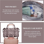 HYC00 Travel Duffel Bag,Carry-on Overnight Weekender Bags for Women,Sports Tote Gym Bag with Wet Pocket