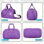 Gym Bag for Men & Women - 30L Duffel Bag with Shoe Compartment, Weekender Water Resistant Duffle Bag for Travel, Sports, Fitness & Workouts, Purple