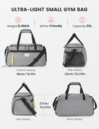 SKYSPER Gym Bag for Men & Women with Shoe Compartment, Carry-on Gym Duffle Bag for Travel and Sports, Workout Overnight Bag with Large Wet Pocket, Gray
