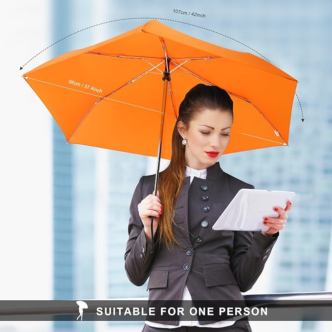 Compact Travel Umbrella for Purse - Flat Handle, Waterproof for Light Rain
