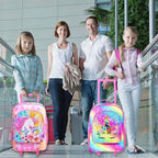 Kids Suitcase for Girls, Unicorn Rolling Travel Carry on Luggage for Toddler Children with Wheels(Pink)