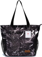 ESVAN Original Floral Tote Bag Large Shoulder Bag with Multi Pockets for Gym Travel Beach Daily Bags
