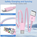 Car Carplay for iPhone 17 16 15 Charger Cord, 2Pack [3FT+6FT] USB A to USB C Charging Cable for Apple 17 Air/16 15 Pro/Pro Max/Plus Type C Cord, for iPad Pro 12.9/11, for Android(Pink)
