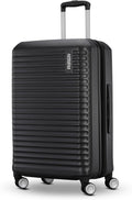 American Tourister Stratum 3.0 Medium 24-Inch Spinner, Airline Approved, Durable Hardside Luggage, Expands 1.5", RightHeight™ Adjustable Handle, Black