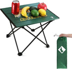 VILLEY Portable Camping Side Table, Ultralight Aluminum Folding Table with Mountain Silhouette Print and Carry Bag for Camping, Picnic, Beach, Travel
