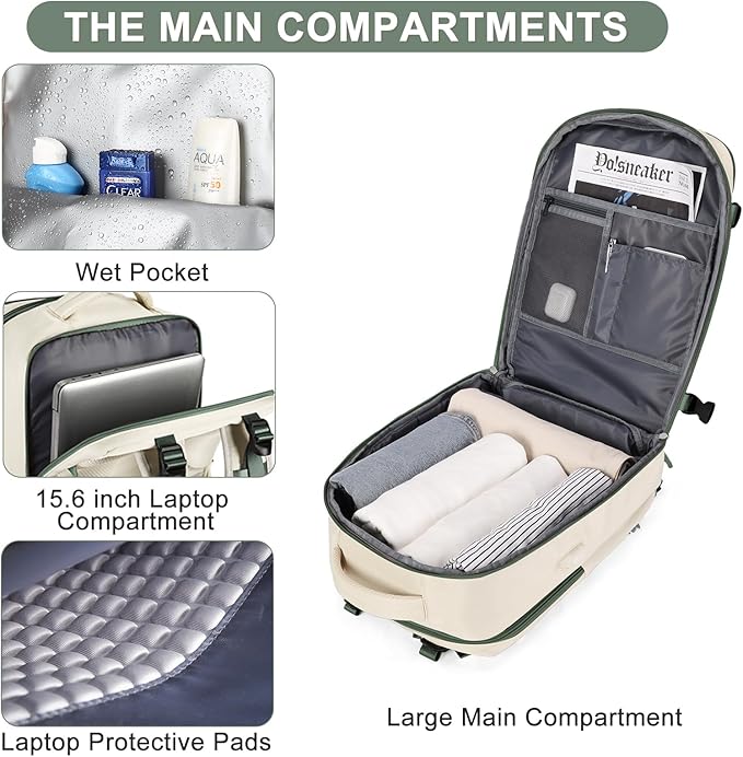 coofay Large Travel Backpack For Women Men Airline Approved Carry On Backpack Flight Approved Waterproof Sports Luggage Backpack Casual Daypack Hiking Backpack
