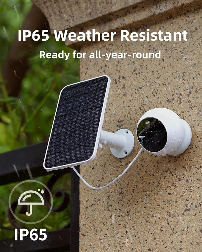 Noorio 3W Solar Panel for Security Camera Outdoor Wireless, Compatible with Outside Battery Camera B200 & B200-SE Series - Solar Camera Charger with 10ft Cable, IP 65 Waterproof, 360° Rotation