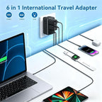 Upgraded 2000W Voltage Converter US to Europe for Hair Dryer, 220V to 110V Power Converter Adapter Combo with 1 USB A & 3 Type C, Converter European Travel Converter for 200+ Countries (Black)