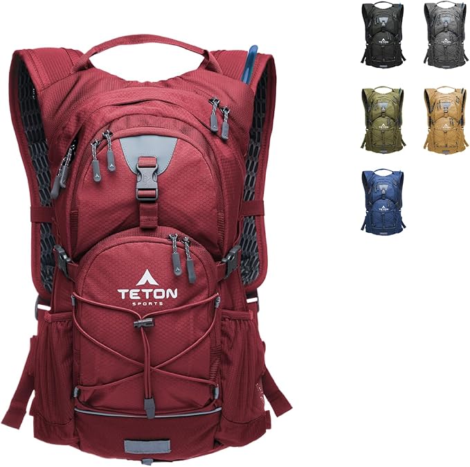 Teton Oasis/Trailrunner Hydration Backpack – Lightweight Water Pack with 2L/3L Bladder for Hiking, Running, Cycling, Biking 18L/22L Sizes – Sewn-in Rain Cover – Fits Men and Women