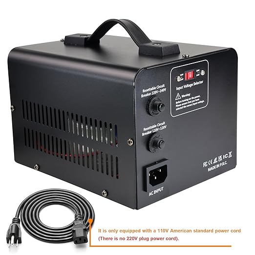 Yinleader 1000W 110V to 220V EU Voltage Converter Transformer Step Up/Down Converter 110/120 Volt - 220/230/240 Volt w/US Power Cord(NO 220V Power Cord)