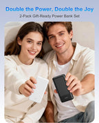 2-Pack Portable Charger, 10000mAh 22.5W Slim USB C Power Bank Fast Charging with 2 Outputs & 2 Inputs, Digital Display Battery Pack Compatible with iPhone Samsung iPad Tablets, Black & Black
