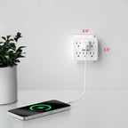 Energizer 6 Device Multi Plug Wall Outlet Extender (6) AC Power Outlets Grounded Power Strip Expander Outlet Splitter Plug in Adapter