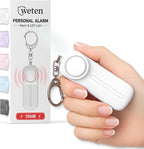 Weten Personal Safety Alarm Keychain - 130dB Siren, LED Light, Panic Pin – Compact Self-Defense Device and Emergency Whistle Alternative for Women, College, Travel, and Night Walk Protection (White)