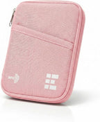 Zero Grid RFID Passport Holder & Travel Wallet, Zippered Wallet for Men & Women, Fits Passport, Cards, Cash, Tickets, ID, Sim Card; Premium & Compact Travel Document Holder - Rose Pink