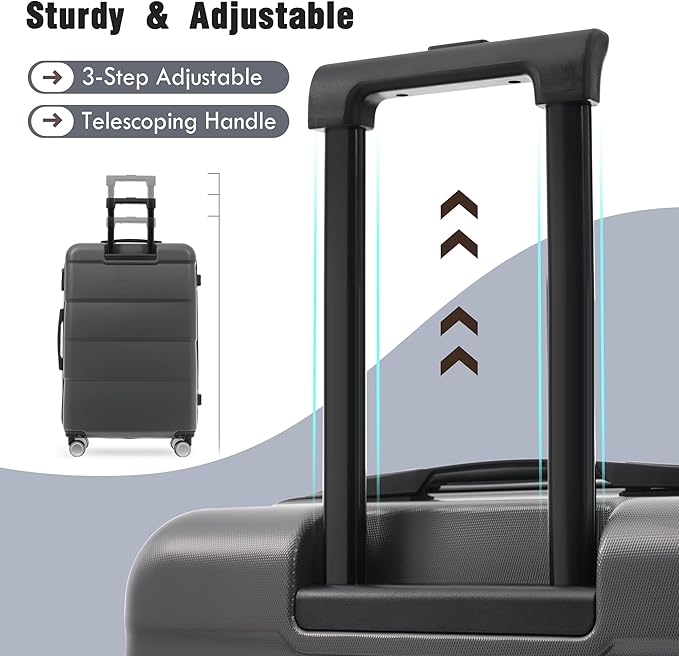 Merax Luggage Sets,Hardcase Suitcase with Bags,6 Piece Lightweight Carry on Luggagewith Double Spinner Wheels Lock,16+20+24+28 inches,charcoal