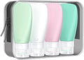 INSFIT Travel Bottles for Toiletries, TSA Approved 3oz Travel Size Containers, BPA Free Leak Proof Squeezable Silicone Tubes for Shampoo Conditioner Lotion Body Wash with Labels