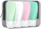 INSFIT Travel Bottles for Toiletries, TSA Approved 3oz Travel Size Containers, BPA Free Leak Proof Squeezable Silicone Tubes for Shampoo Conditioner Lotion Body Wash with Labels