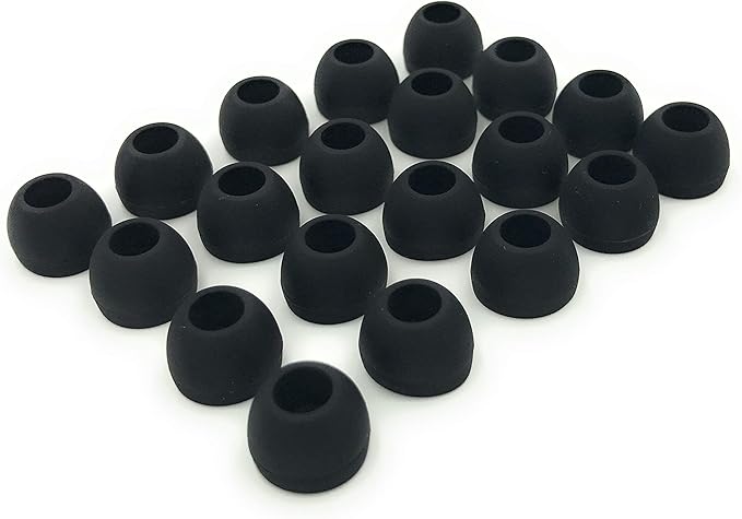 10 Pairs Medium Earbud Tips Silicone Replacement Ear Bud Tips – Black