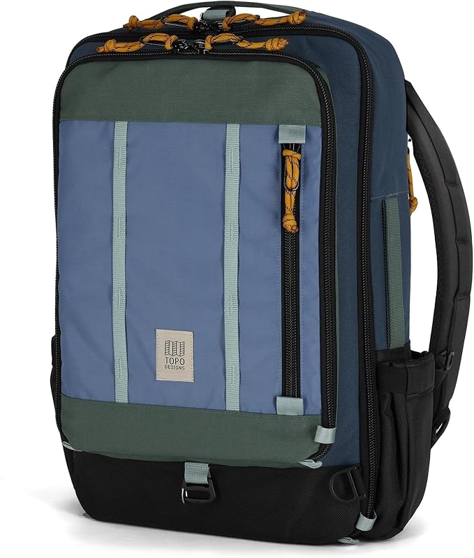 Topo Designs Global Travel Bag – 30L or 40L - Carry-On Compliant Most Airlines, Durable Travel Duffel Bag, Clam Shell Main Pocket, Laptop Sleeve, Backpack, Luggage (30L / Stone Blue/Forest)