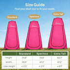 Wolfwise Pop Up Shower Tent for Camping, Portable Instant Changing Tent with Ventilation Window & Carry Bag, Privacy Bathroom Toilet for Beach & Outdoor, Width 47 ", Height 75 ", Rose Red