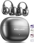 King Lucky Clip-On Earbuds Gen 3, Open-Ear Wireless Bluetooth 6.0 Headphones with Mic, Secure Fit for Small Ears & Glasses Wearers, 50H Playtime, ENC, IPX5 Waterproof Sport Ear Buds (Black)